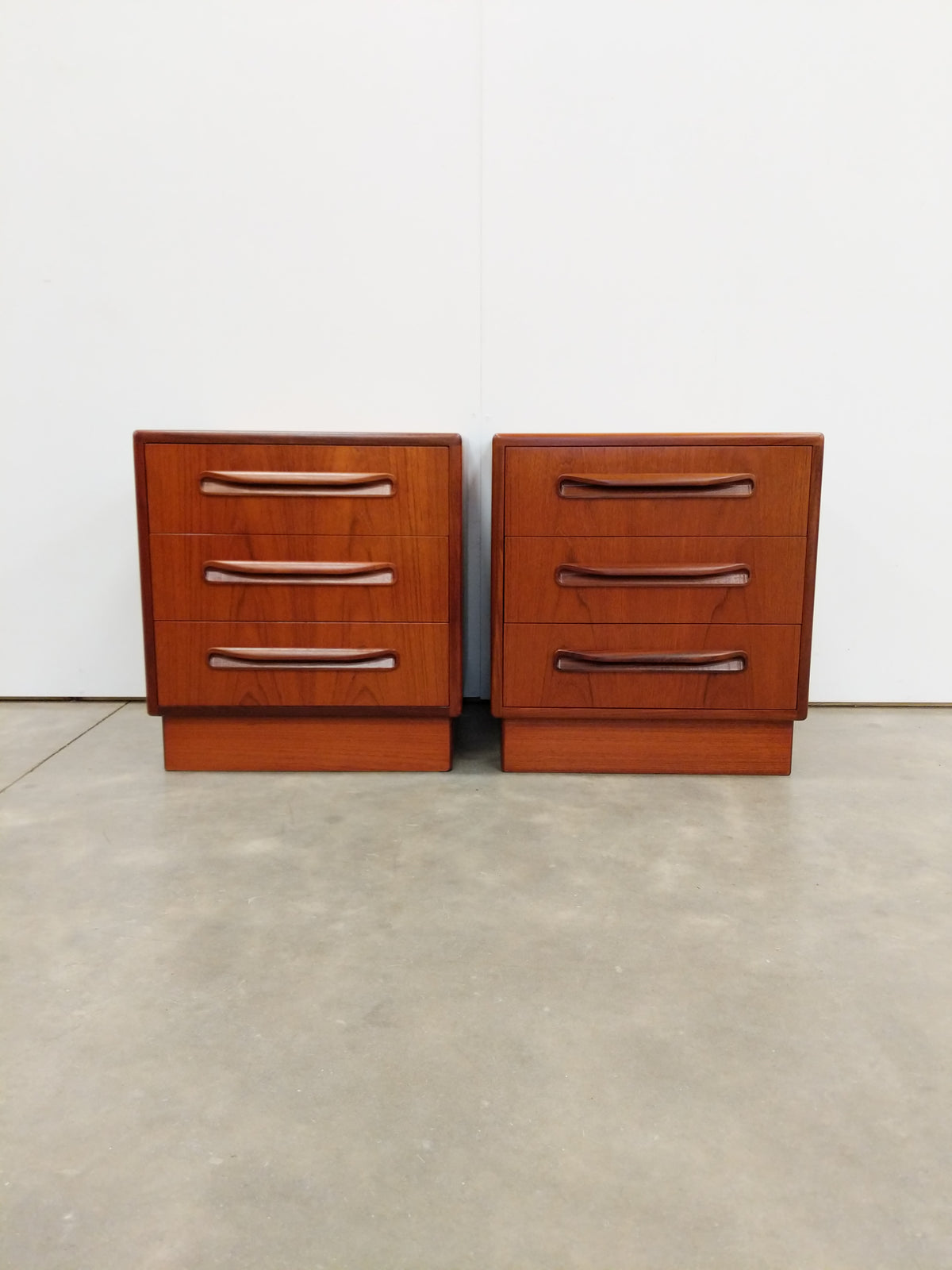 Pair of Vintage G Plan Fresco Mid Century Modern Teak Nightstands / Low Chests