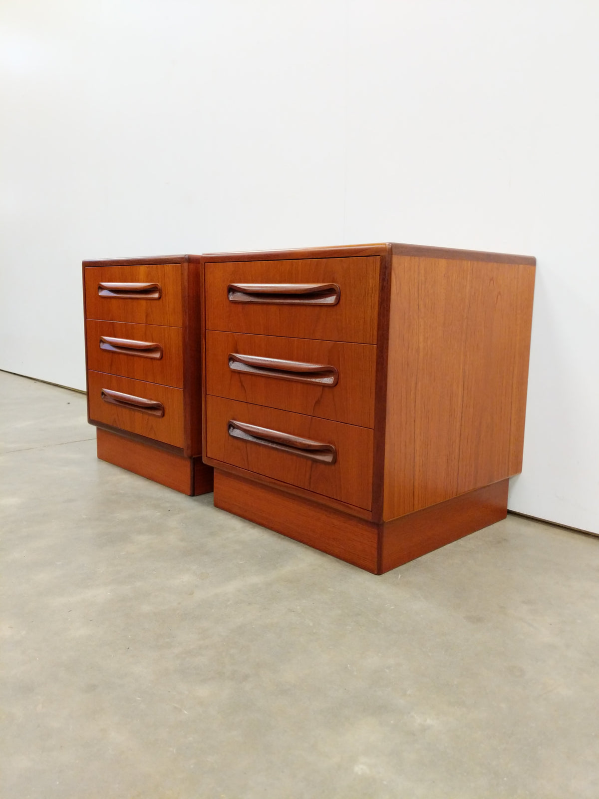 Pair of Vintage G Plan Fresco Mid Century Modern Teak Nightstands / Low Chests