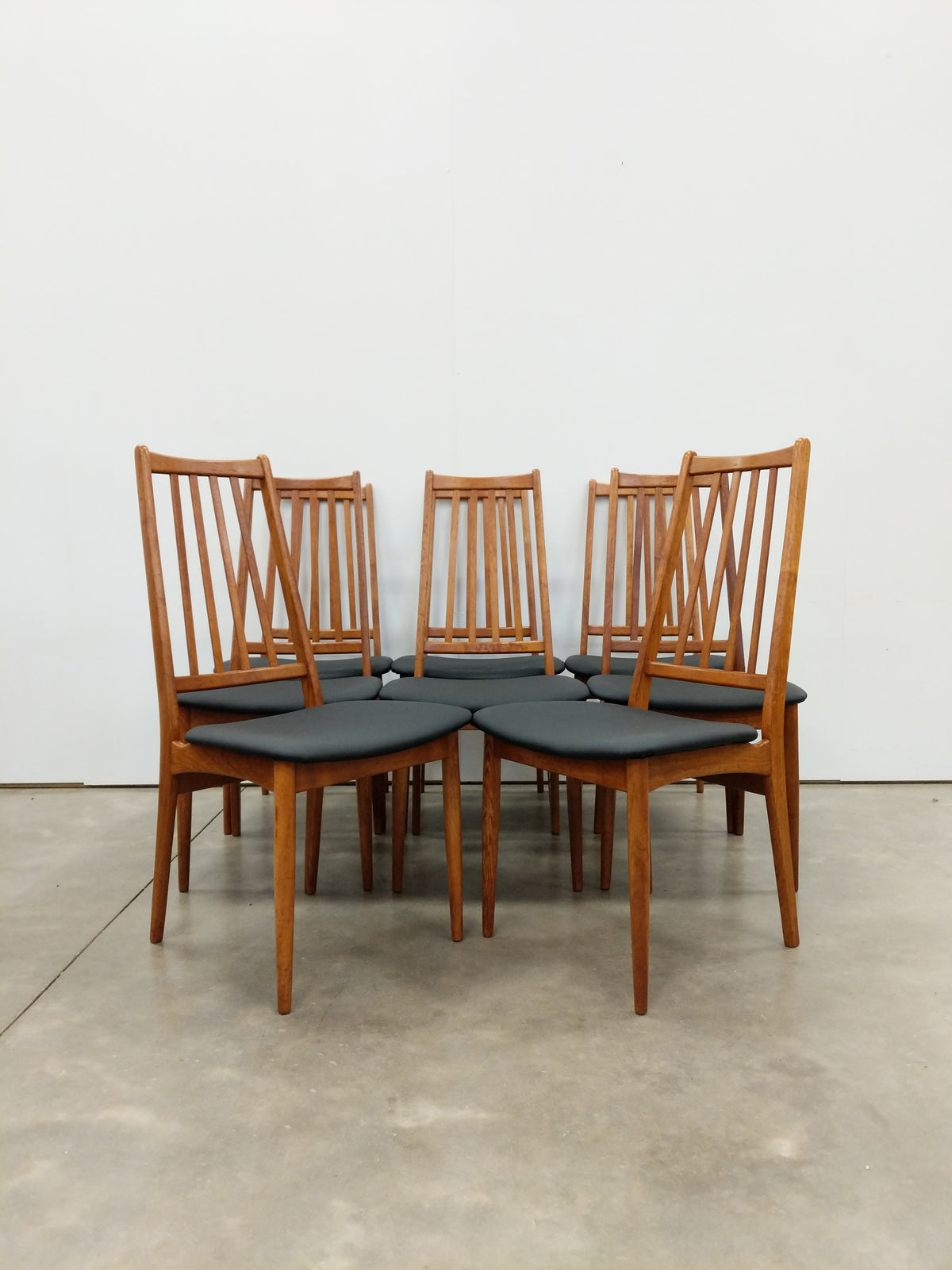 Set of 8 Vintage Mid Century Modern Teak Dining Chairs