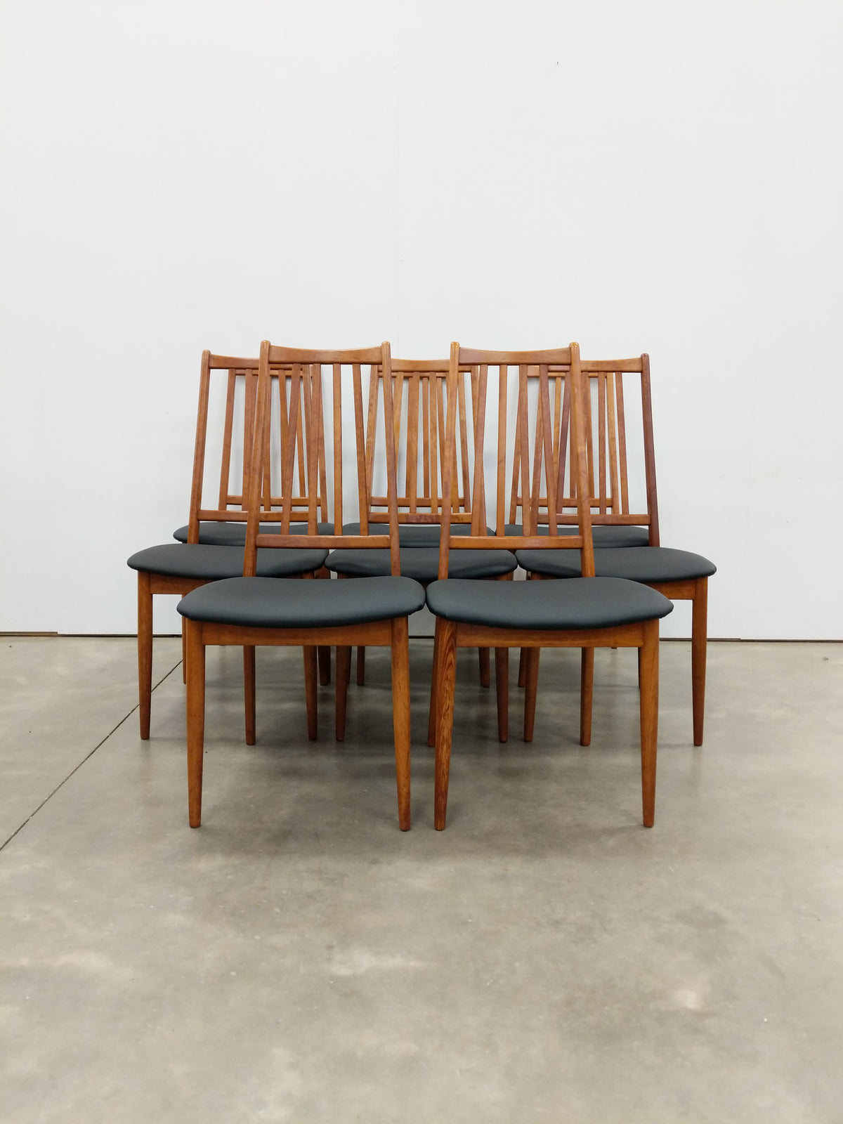 Set of 8 Vintage Mid Century Modern Teak Dining Chairs